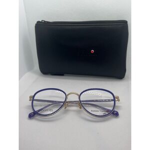 Danshari Miss U Eyeglasses Frames Blue Gold‎ Acetate Titanium Designer